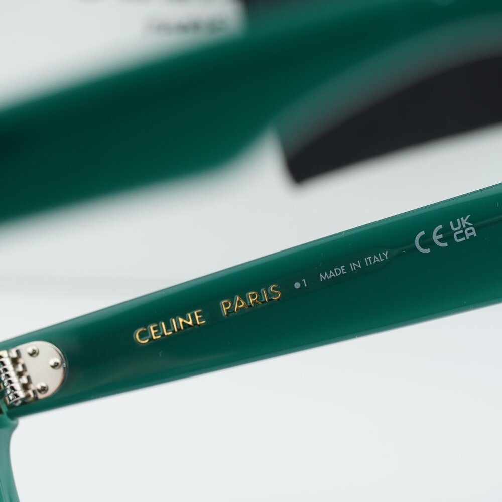 Celine CL40248I 96A Square Sunglasses - Glossy Green/Grey - Picture 4 of 10